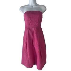 J.Crew Size 6 Small Sleeveless Pink Seersucker Lined Pockets Midi‎ Dress